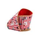 4" Wired Reversible Dupioni | Vintage Toys on Red/White Stripe and Red Backing | 10 Yard Roll