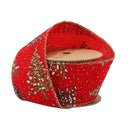 2 1/2" Wired Ribbon | "Snowy Trees" Red/Multi | 10 Yard Roll