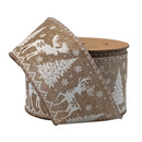 2 1/2" Wired Ribbon | "Reindeer Tree" Natural/White | 10 Yard Roll