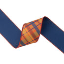 2 1/2" Wired Dupioni | Fall Bais Plaid Blue/Orange with Blue Backing | 10 Yard Spool