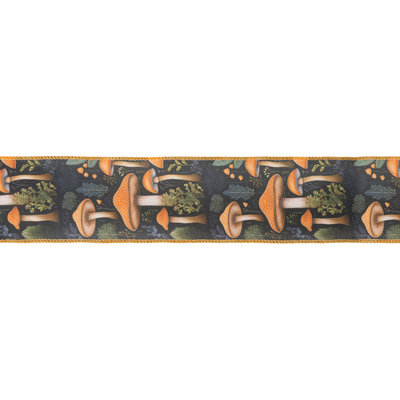 2 1/2" Wired Dupioni | Mushrooms with Blue Backing | 10 Yard Spool