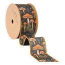 2 1/2" Wired Dupioni | Mushrooms with Blue Backing | 10 Yard Spool