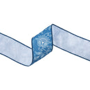 2 1/2" Wired Dupioni | White and Blue Floral | 10 Yard Roll