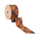 2 1/2" Wired Dupioni | Fall Color Bias Plaid with Black Backing | 10 Yard Roll