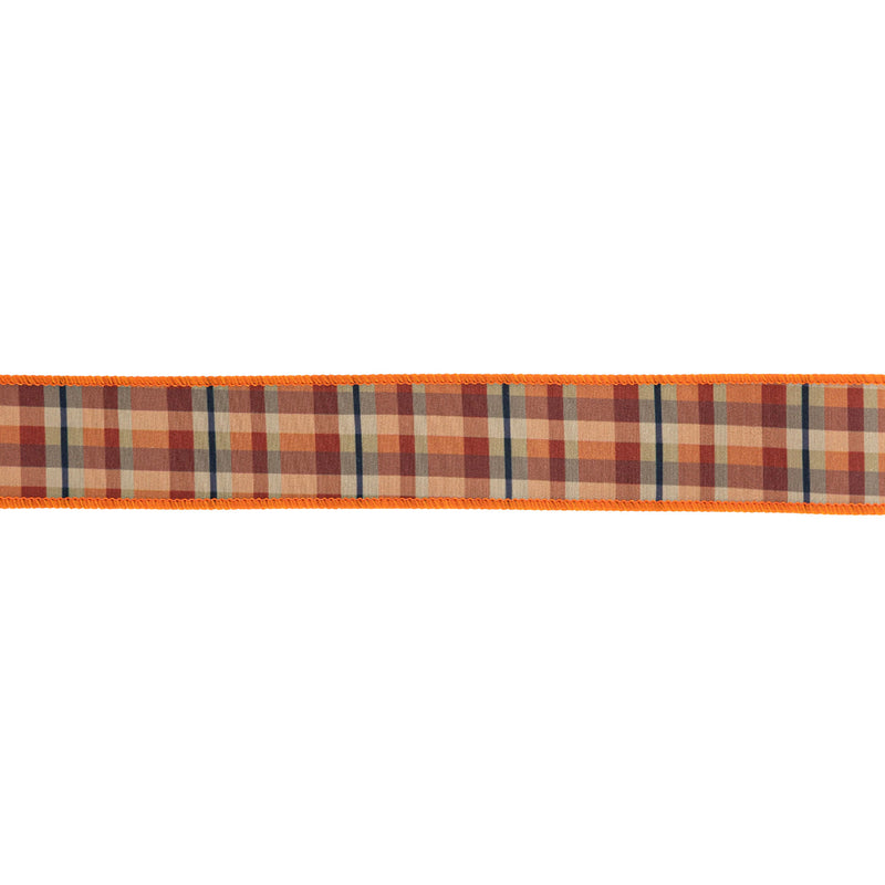1 1/2" Wired Dupioni | Fall Plaid with Black Backing | 10 Yard Spool