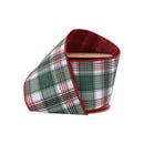 4" Wired Reversible Dupioni | Red/Green Plaid with Red Backing | 10 Yard Roll