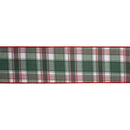 4" Wired Reversible Dupioni | Red/Green Plaid with Red Backing | 10 Yard Roll