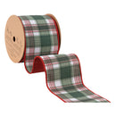 4" Wired Reversible Dupioni | Red/Green Plaid with Red Backing | 10 Yard Roll