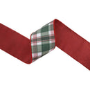 4" Wired Reversible Dupioni | Red/Green Plaid with Red Backing | 10 Yard Roll