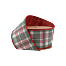 2 1/2" Wired Reversible Dupioni | Red/Green Plaid with Red Backing | 10 Yard Roll