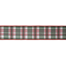 2 1/2" Wired Reversible Dupioni | Red/Green Plaid with Red Backing | 10 Yard Roll