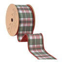 2 1/2" Wired Reversible Dupioni | Red/Green Plaid with Red Backing | 10 Yard Roll