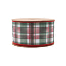 2 1/2" Wired Reversible Dupioni | Red/Green Plaid with Red Backing | 10 Yard Roll