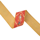 2 1/2" Wired Reversible Dupioni | Nutcracker with Diamond Pattern on Red | 10 Yard Roll