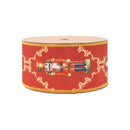 2 1/2" Wired Reversible Dupioni | Nutcracker with Diamond Pattern on Red | 10 Yard Roll