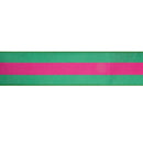 2 1/2" Wired Dupioni Ribbon | Hot Pink and Green Stripe with Pink Backing | 10 Yard Roll