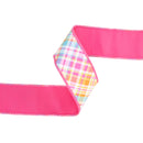 2 1/2" Wired Dupioni Ribbon | Bias Plaid Hot Pink w/ Hot Pink Taffeta Fused Back | 10 Yard Roll