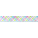 2 1/2" Wired Dupioni Ribbon | Bias Large Plaid Blue/Yellow w/ Blue Taffeta Fused Back | 10 Yard Roll