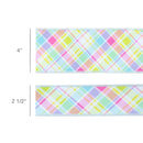 2 1/2" Wired Dupioni Ribbon | Bias Large Plaid Blue/Yellow w/ Blue Taffeta Fused Back | 10 Yard Roll