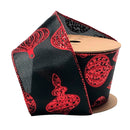 2 1/2" Wired Ribbon | "Glitter Ornament" Black/Red | 10 Yard Roll