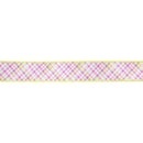 2 1/2" Wired Dupioni Ribbon | Bias Plaid Purple/Green w/ Green Taffeta Fused Back | 10 Yard Roll