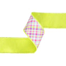 2 1/2" Wired Dupioni Ribbon | Bias Plaid Purple/Green w/ Green Taffeta Fused Back | 10 Yard Roll