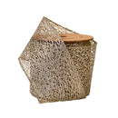 3" Mesh Wired Ribbon | White Gold | 10 Yard Roll