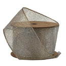 2 1/2" Wired Ribbon | "Glitter Sheer" Gold | 10 Yard Roll
