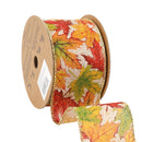 2 1/2" Wired Ribbon | "Maple Leaf" Natural/Multi | 10 Yard Roll