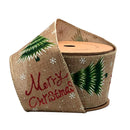 2 1/2" Holiday Wired Ribbon | "Merry Christmas" Natural/Multi | 10 Yard Roll