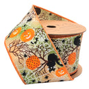 2 1/2" Wired Ribbon | "Pumpkin Spiderweb" Orange/Multi | 10 Yard Roll
