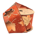 2 1/2" Wired Ribbon | "Metallic Leaf" Rust/Copper/Gold | 10 Yard Roll
