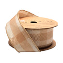 1 1/2" Wired Ribbon | "Check" Natural/White | 10 Yard Roll
