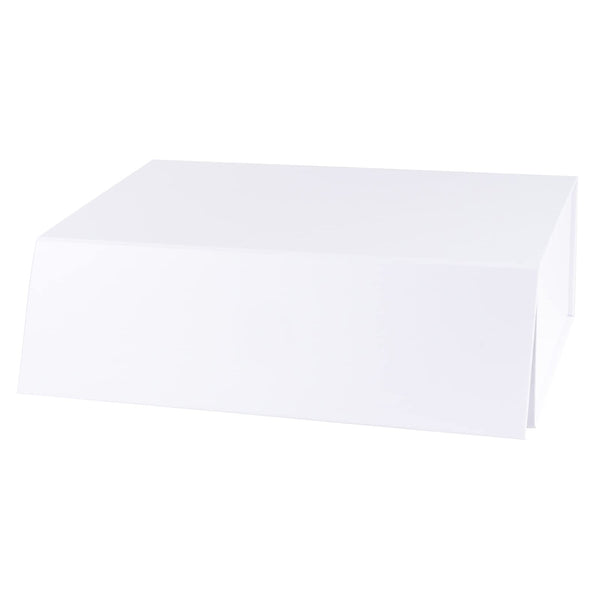 14" x 9" x 4.3" Collapsable Gift Box w/ Magnetic Square Flap Lid | White