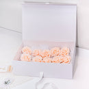 14" x 9" x 4.3" Collapsable Gift Box w/ Satin Ribbon & Magnetic Square Flap Lid | White