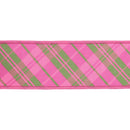 4" Wired Dupioni Ribbon | Bias Plaid Pink/Multi w/ Taffeta Fused Back | 10 Yard Roll