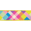 4" Wired Dupioni Ribbon | Bias Plaid Yellow/Multi w/ Taffeta Fused Back | 10 Yard Roll
