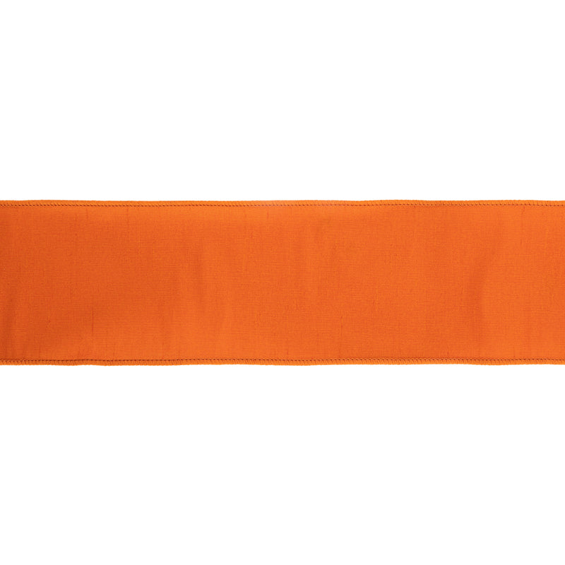 4" Wired Dupioni Ribbon | Pumpkin | 10 Yard Roll