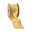 2 1/2" Wired Metallic Dupioni Ribbon | Bright Gold | 10 Yard Roll