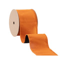 4" Wired Double-fused Dupioni Ribbon | Orange/Black | 10 Yard Roll
