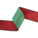 4" Wired Double-fused Dupioni Ribbon | Red/Green | 10 Yard Roll