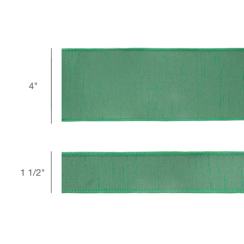 1 1/2" Wired Double-fused Dupioni Ribbon | Red/Green | 10 Yard Roll