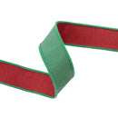 1 1/2" Wired Double-fused Dupioni Ribbon | Red/Green | 10 Yard Roll