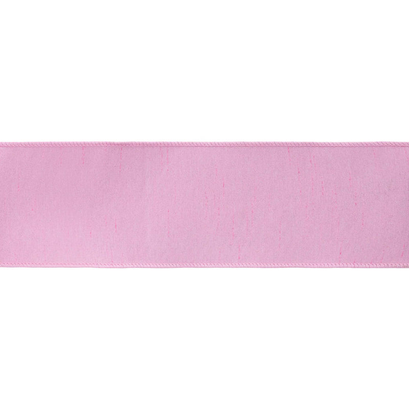 4" Wired Double-fused Dupioni Ribbon | Red/Lt Pink| 10 Yard Roll