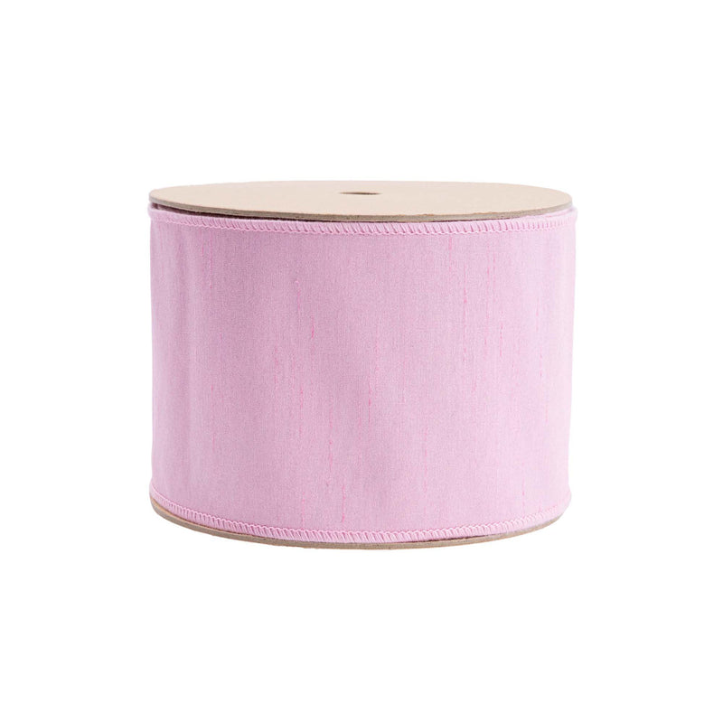 4" Wired Double-fused Dupioni Ribbon | Red/Lt Pink| 10 Yard Roll