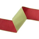 4" Wired Double-fused Dupioni Ribbon | Red/Lime Green | 10 Yard Roll