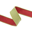 1 1/2" Wired Double-fused Dupioni Ribbon | Red/Lime Green | 10 Yard Roll