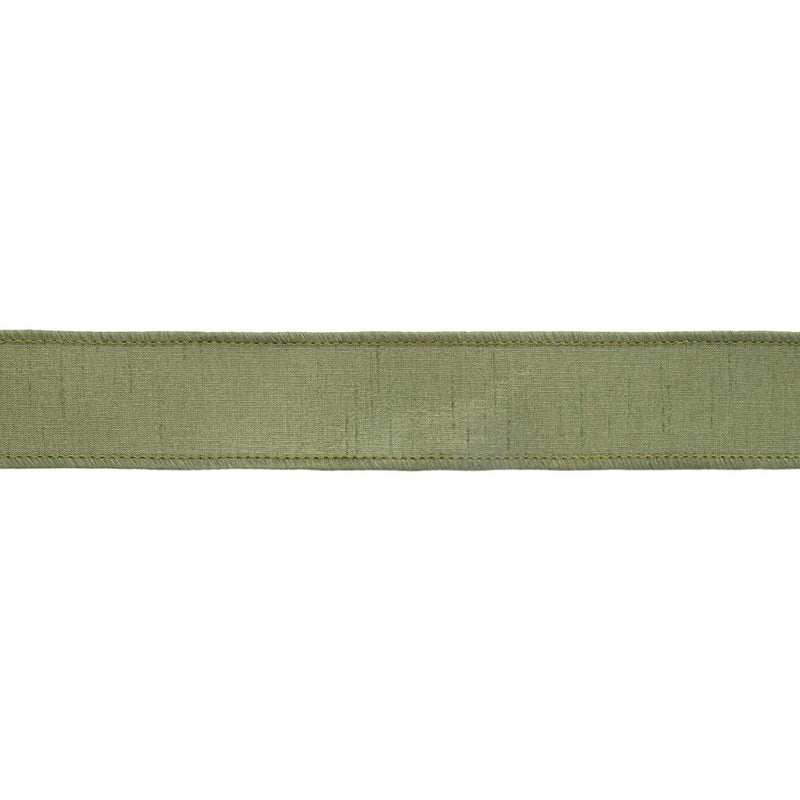 1 1/2" Wired Double-fused Dupioni Ribbon | Red/Moss Green | 10 Yard Roll