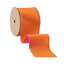 4" Wired Double-fused Dupioni Ribbon | Orange/Hot Pink | 10 Yard Roll