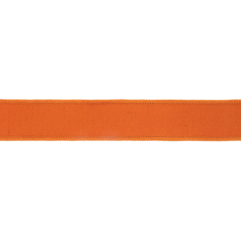 1 1/2" Wired Double-fused Dupioni Ribbon | Orange/Hot Pink | 10 Yard Roll